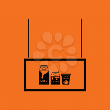 Milk market department icon. Orange background with black. Vector illustration.