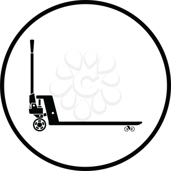 Hydraulic trolley jack icon. Thin circle design. Vector illustration.