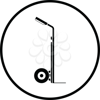 Warehouse trolley icon. Thin circle design. Vector illustration.