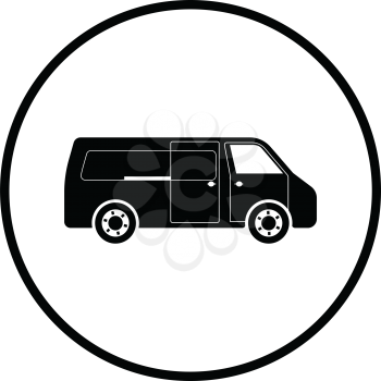 Commercial van icon. Thin circle design. Vector illustration.