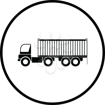 Container truck icon. Thin circle design. Vector illustration.