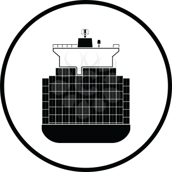 Container ship icon. Thin circle design. Vector illustration.