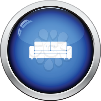 Home sofa icon. Glossy button design. Vector illustration.
