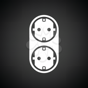 AC splitter icon. Black background with white. Vector illustration.