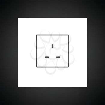 Great britain electrical socket icon. Black background with white. Vector illustration.