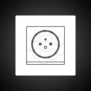 France electrical socket icon. Black background with white. Vector illustration.