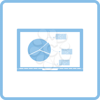 Laptop with analytics diagram icon. Blue frame design. Vector illustration.