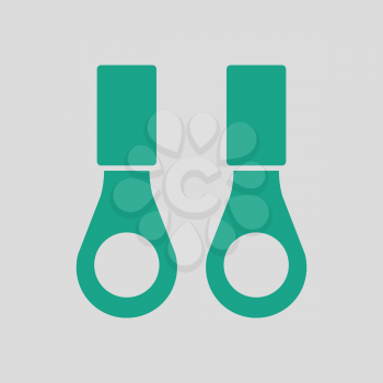 Connection terminal ring icon. Gray background with green. Vector illustration.