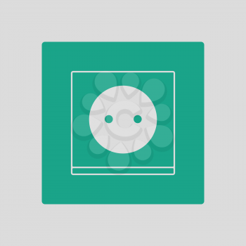Europe electrical socket icon. Gray background with green. Vector illustration.