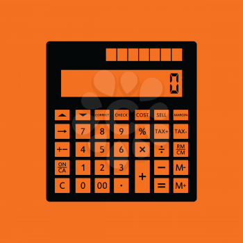 Statistical calculator icon. Orange background with black. Vector illustration.