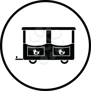 Wagon of children train icon. Thin circle design. Vector illustration.