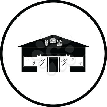 Caffe in amusement park icon. Thin circle design. Vector illustration.