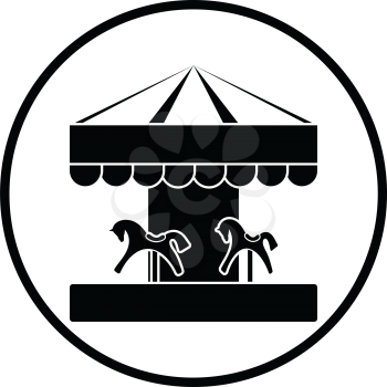 Children horse carousel icon. Thin circle design. Vector illustration.