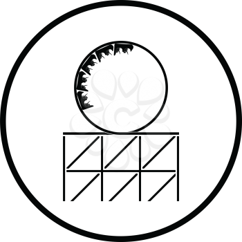 Roller coaster loop icon. Thin circle design. Vector illustration.