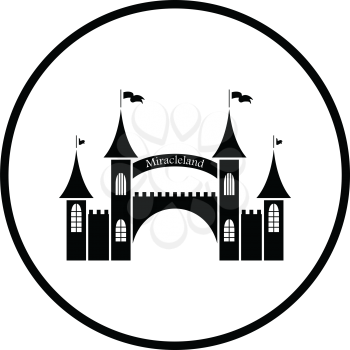 Amusement park entrance icon. Thin circle design. Vector illustration.