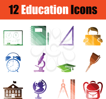 Education icon set. Gradient color design. Vector illustration.