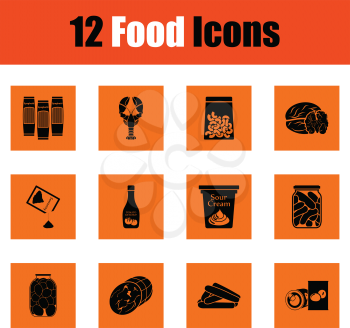Set of food icons. Orange design. Vector illustration.