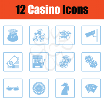 Casino icon set. Blue frame design. Vector illustration.