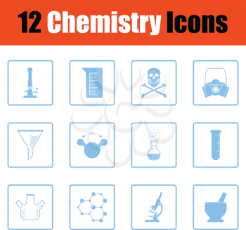 Chemistry icon set. Blue frame design. Vector illustration.