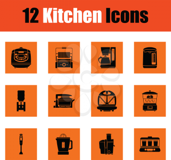 Kitchen icon set. Orange design. Vector illustration.