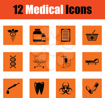 Medical icon set. Orange design. Vector illustration.