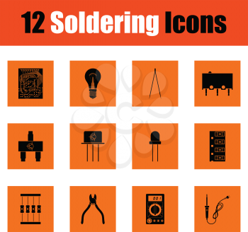 Set of soldering  icons. Orange design. Vector illustration.