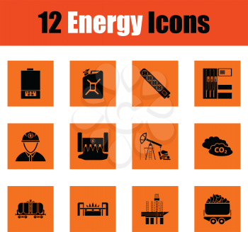 Energy icon set. Orange design. Vector illustration.