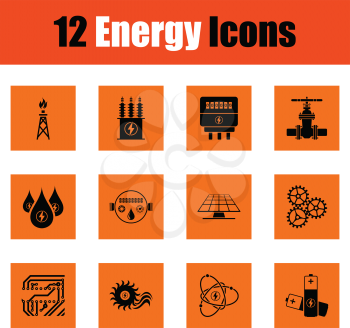 Energy icon set. Orange design. Vector illustration.