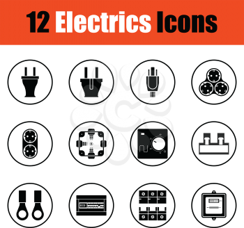Electrics icon set. Thin circle design. Vector illustration.
