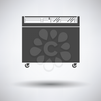 Supermarket mobile freezer icon on gray background, round shadow. Vector illustration.