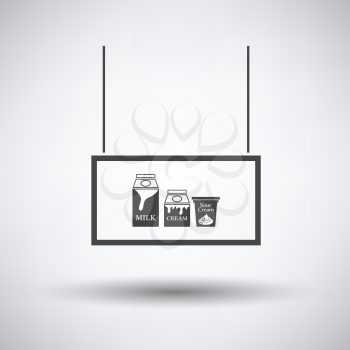 Milk market department icon on gray background, round shadow. Vector illustration.