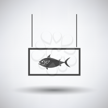 Fish market department icon on gray background, round shadow. Vector illustration.