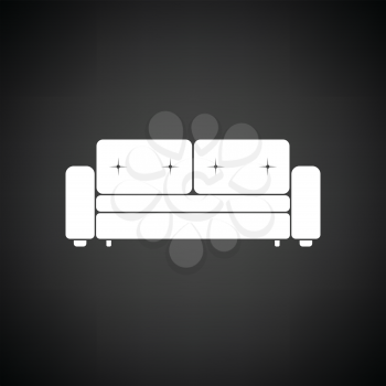 Home sofa icon. Black background with white. Vector illustration.