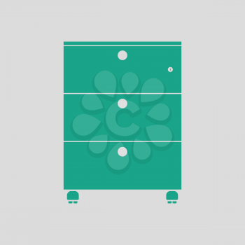 Office cabinet icon. Gray background with green. Vector illustration.