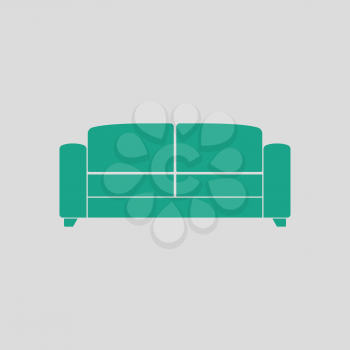 Office sofa icon. Gray background with green. Vector illustration.