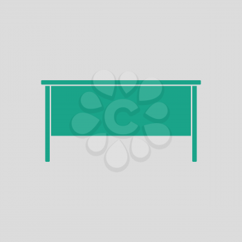 Office table icon. Gray background with green. Vector illustration.