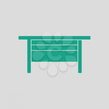 Boss office table icon. Gray background with green. Vector illustration.