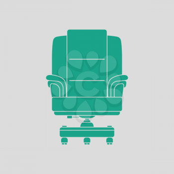 Boss armchair icon. Gray background with green. Vector illustration.