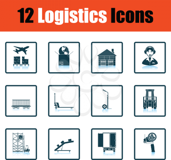 Logistics icon set. Shadow reflection design. Vector illustration.