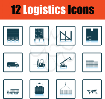 Logistics icon set. Shadow reflection design. Vector illustration.