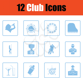 Club icon set. Blue frame design. Vector illustration.