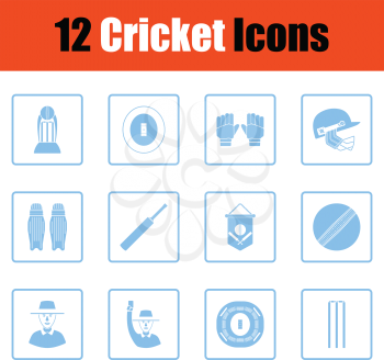 Cricket icon set. Blue frame design. Vector illustration.