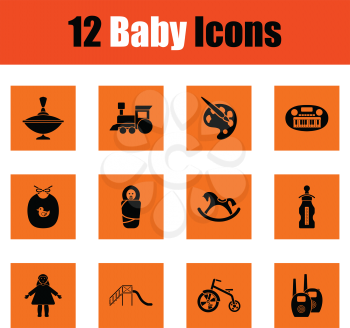 Set of baby icons. Orange design. Vector illustration.