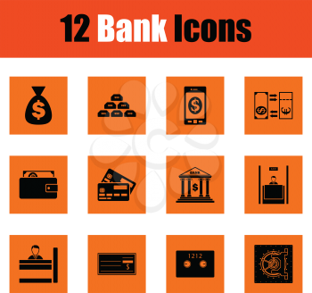 Set of bank icons. Orange design. Vector illustration.