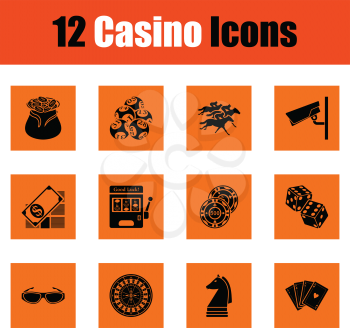 Casino icon set. Orange design. Vector illustration.