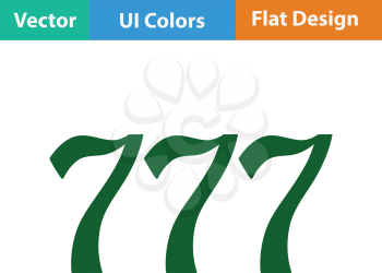 777 icon. Flat color design. Vector illustration.