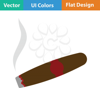 Cigar icon. Flat color design. Vector illustration.