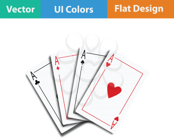 Set of four card icons. Flat color design. Vector illustration.