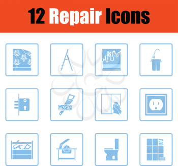 Set of repair icons. Blue frame design. Vector illustration.