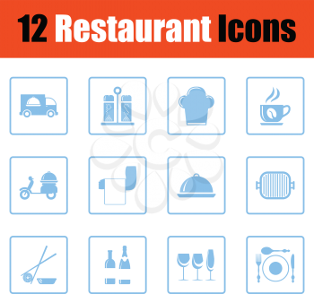 Restaurant icon set. Blue frame design. Vector illustration.
